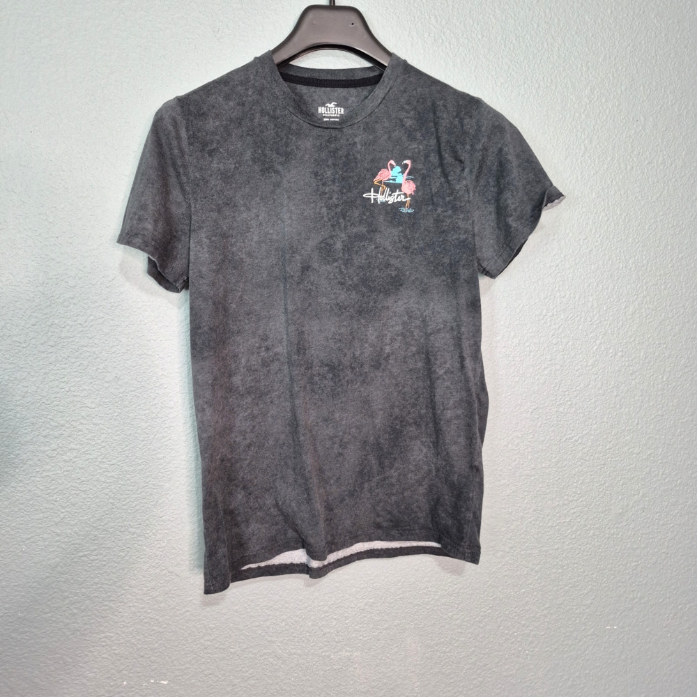 Hollister California Shirt Mens Medium LA Flamingos Black Acid Wash T-Shirt